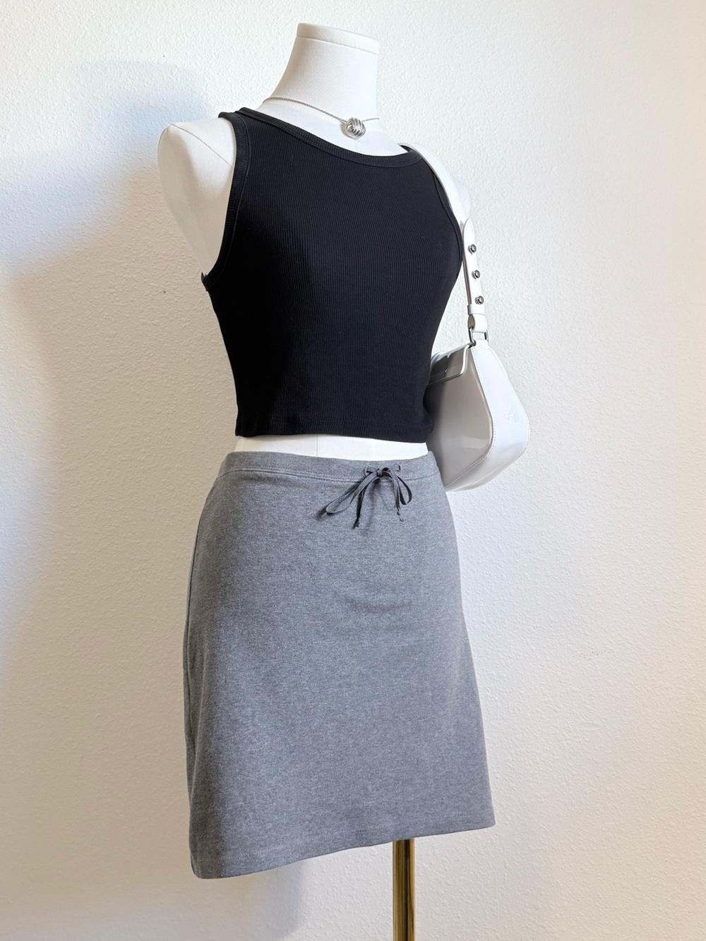 Vintage Express Mini Skirt with Drawstring Waist 90s Lounge Casual